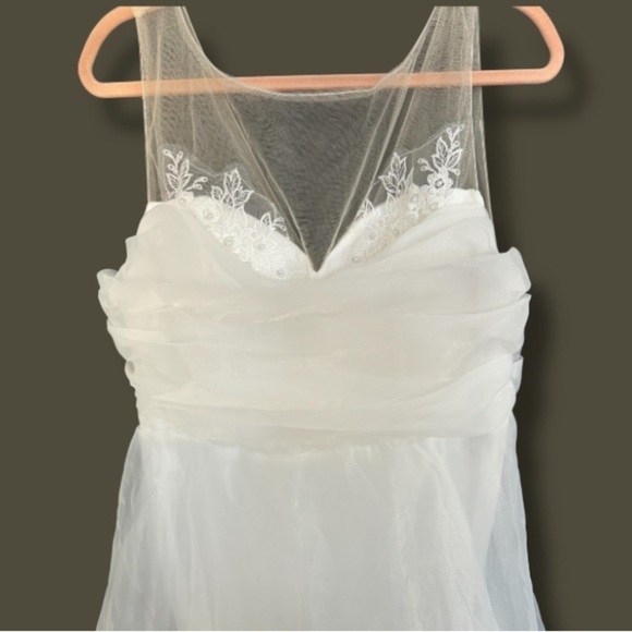 White Organza Embroidered Pleated Maxi Dress NEW Size XL - Picture 6 of 14